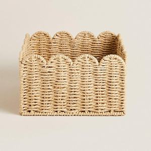 Panier de rangement festonné en fibre végétale écologique, organisateur polyvalent pour la maison et la cuisine - Product Image 3