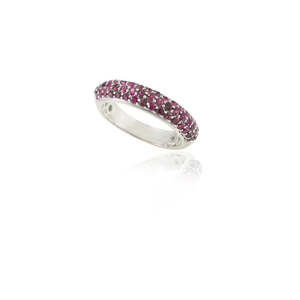 Women's 14K Gold Ruby <b>Dome</b> Eternity <b>Ring</b>-Prong Set Statement Band - Product Image 3
