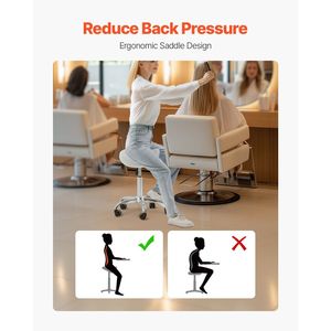 Sgabello Ergonomico Girevole con Capacità di Carico 450 LBS, in Pelle PU, con Ruote e Altezza Regolabile, per Salone - Product Image 5