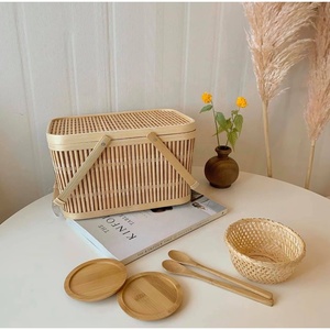 Chất Lượng Cao Tre Handmade Picnic <span class=keywords><strong>Basket</strong></span> <span class=keywords><strong>Wicker</strong></span> Handwoven Ecofriendly Giỏ Với Xử Lý Cho Các Hoạt Động Ngoài Trời Màu Sắc Tự Nhiên - Product Image 2