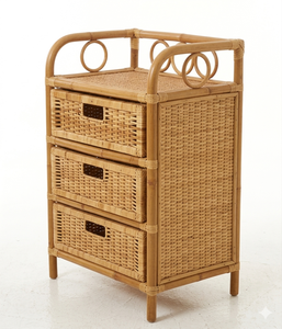 High Quality Indonesian Handmade Furniture Rack Rattan Natural with 3 Drawers Minimalist Stylish Design - Product Image 5