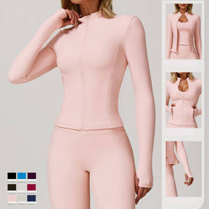 Conjunto de Yoga con Cremallera Completa para Mujer, Ajuste Delgado, Leggings de Cintura Alta, Chaqueta de Gimnasio de Manga Larga con Bolsillos, Ropa Deportiva - Product Image 3