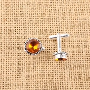 Boutons de manchette élégants faits à la main en citrine jaune, sertis dans de l'argent sterling 925, bijoux pour femmes et filles. - Product Image 3