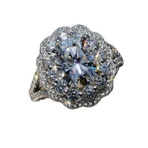 Elegant Halo Moissanite Diamond Engagement Ring 925 Sterling Silver <b>Bridal</b> Jewelry - Product Image 1