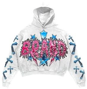 Ensemble de survêtements personnalisés en molleton respirant délavé à l'acide, coupe évasée, en coton, style streetwear, avec sweats à capuche et joggers oversize pour homme adulte - Product Image 3