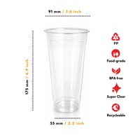 Klantspecifieke bedrukking 22 oz polypropyleen PP plastic beker, natuurlijke hoge maat voor ijskoffie, gemaakt in Indonesië