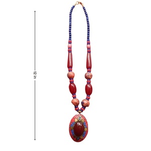 Premium Quality Handmade Royal Red Mosaic Pendant Beads <b>Necklace</b> for Women Traditional <b>Statement</b> Jewelry Design - Product Image 2