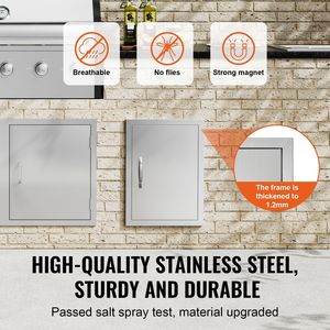 Maniglia verticale singola per porta di accesso BBQ da cucina esterna, in acciaio inossidabile, 16W x 22H pollici, per montaggio a filo, accessori per mobili - Product Image 2