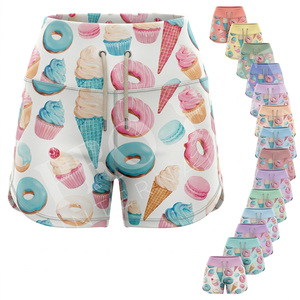 Shorts de sport pour femmes à taille haute 100% haute qualité, élégants, tendance, imprimés sur mesure, extensibles, respirants, pour l'été - Product Image 1