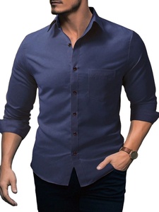 Camisa de Vestir Casual de Negocios con Logotipo Personalizado para Hombre, Camisa de Vestir con Botones de Manga Larga y Corte Entallado con Solapa a la Moda para Hombre - Product Image 4