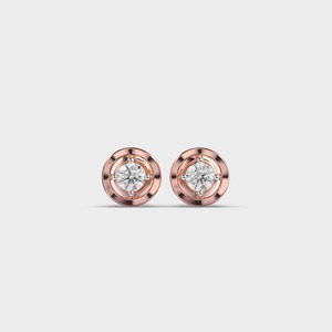 Pendientes de Diamantes Redondos en Oro Blanco/Rosa/Amarillo de 14K, Diseño Clásico de Halo de Cuatro Puntas, Joyería Fina - Product Image 5