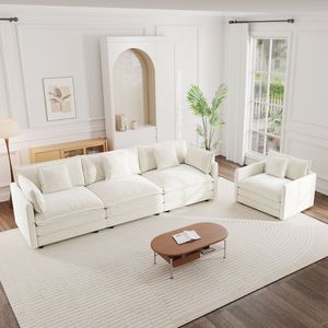 Set Divano Moderno a 3 Pezzi per Soggiorno 1+ Divano Sezionale Imbottito con Seduta Profonda per Appartamento 1+ - Product Image 1