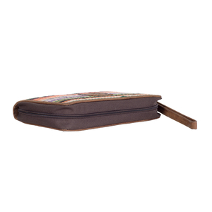 Wholesale Supply Dhurrie Cotton Canvas Jean Ikat Cloth Material Leather Clutch Wristlet RFID Mobile Wallet Affordable RFID <b>Purse</b> - Product Image 5