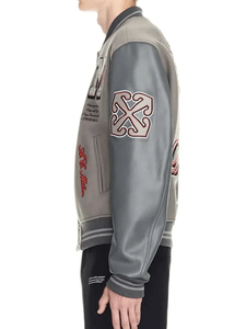 Custom <b>Men's</b> Varsity <b>Jacket</b> Woolen PU Material Embroidered Logo Front O-Neck Collar Regular Sleeve Breathable Eco-Friendly - Product Image 2