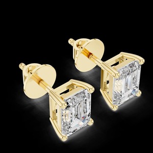 Moissanite Stud <b>Earrings</b>, Emerald Cut Moissanite <b>Earrings</b>, 925 Sterling Silver <b>Earrings</b>, <b>Blue</b> Gemstone <b>Earrings</b>, - Product Image 3