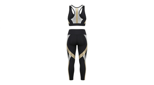 Women's Plus Size Yoga Set Solid Pattern Quick Dry Sports Bra & High Waist <b>Leggings</b> 2-Piece Fitness <b>Workout</b> Clothing Front Logo - Product Image 2