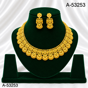 Conjunto de Joyería de Color Dorado de Moda, Collar, Aretes, Anillo y Cadena de Mano para Novia, para Damas, A-5353 - Product Image 4