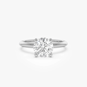 Bague de fiançailles unique en diamant de laboratoire rond brillant de 1 carat, en or massif 14 carats avec pierres latérales - Product Image 2