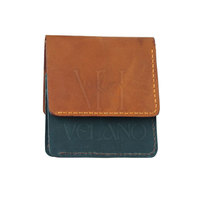 Dompet Kulit Asli untuk Pria Dompet Kulit Vintage Crazy Horse Pria Tempat Kartu Tipis Logo Kustom Dompet Kulit Asli