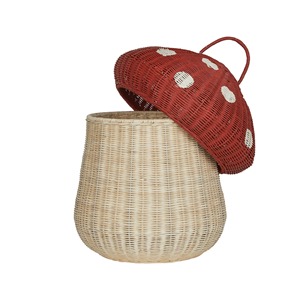 Mushroom <b>basket</b> with removable lid Handmade <b>Storage</b> <b>Basket</b> Wholesale eco-friendly Made in Vietnam Ready to stock - Product Image 1