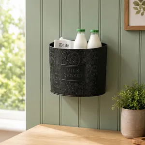 Metal <b>Wall</b> Hanging Storage <b>Basket</b> with 2 Holes Multipurpose Kitchen Organizer Rack for Bathroom Bedroom Home Office - Product Image 5