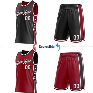 Ensembles de maillots de basket-ball personnalisés pour fans, t-shirts sans manches et shorts réversibles, uniformes d'équipe pour hommes/femmes/jeunes - Product Image 4