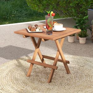 Tavolo da Patio Quadrato Portatile con Piano a Doghe in Legno di Teak Indonesiano, Design Pieghevole per Picnic e Arredamento da Esterno - Product Image 1