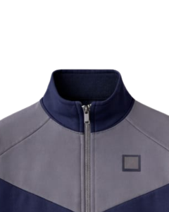 Conjunto Deportivo Personalizado Azul Marino y Gris para Hombre, Chaqueta con Cierre Completo, Pantalones Deportivos con Cintura Elástica, Fabricante Personalizado - Product Image 2