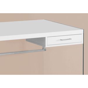 Scrivania per Computer da Ufficio Contemporanea da 48 Pollici con Laminato Bianco Lucido e Cassetti Portaoggetti in Vetro Temperato Trasparente - Product Image 3