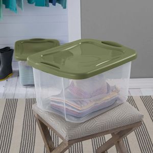 Contenitore di plastica da 40 litri (confezione da 2) con maniglie a presa completa, verde - Product Image 5