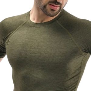 Camiseta Deportiva de Manga Corta para Hombre, Color Verde Oliva, Cuello Redondo, Corte Ajustado, Transpirable, para Gimnasio, Entrenamiento, Running, Ejercicio, Fitness - Product Image 2