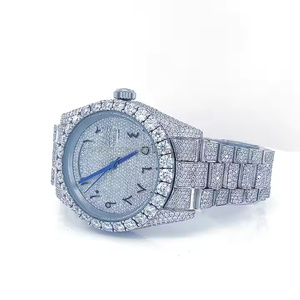 Reloj de Pulsera de Lujo para Hombre con Diamantes de Moissanita y Cuarzo, Estilo Platinum Glow, Iced Out, Premium, con Incrustaciones Brillantes - Product Image 3