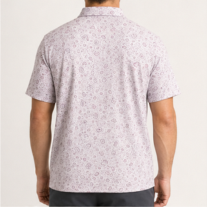 Trackstar Men's <b>Pink</b> Paisley Print <b>Polo</b> <b>Shirt</b> Short Sleeve Button Collar Casual Golf <b>Shirt</b> Custom Logo - Product Image 3