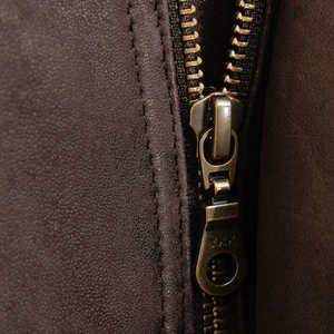 Chaquetas de cuero estilo biker para hombre, informales, con cuello alto, cierre de cremallera, manga larga, color marrón, elegantes, para venta en línea. - Product Image 6