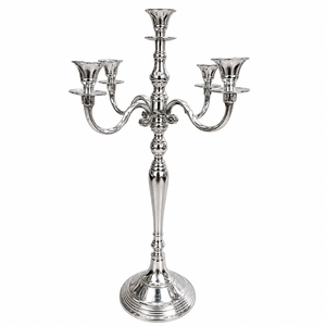 Luxury Tall Polished <b>Silver</b> <b>Candlestick</b> Holder Five Arm Vintage Candelabra For Wedding Hotel Banquet Event Table Decor On Sale - Product Image 4