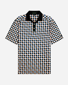 Men's Geometric Pattern Short Sleeve <b>Polo</b> Shirt Cotton Woven Casual Design Breathable Regular Fit - Product Image 1