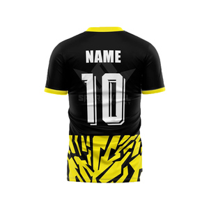 Camiseta de Fútbol para Hombre, Negra y Amarilla, Sólida, Transpirable, Talla Grande, Manga Corta, Absorbe la Humedad, Cuello Redondo, para Todas las Temporadas, Corte Regular - Product Image 1
