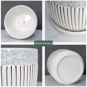 Pot de fleurs en céramique élégant pour la maison, le bureau et la table. Pot de fleurs décoratif en céramique pour balcon, jardin et plantes d'intérieur. - Product Image 3