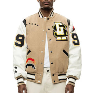 OEM 3D Embroidery <b>Patchwork</b> Custom Unisex Winter Varsity <b>Jacket</b> with Hood Wool Streetwear Plus Size - Product Image 3