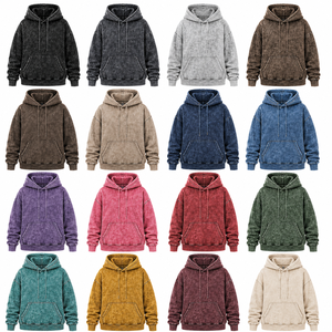 Custom Acid Wash 100% Cotton Winter Hoodie OEM Private Label Vintage Washed Oversized <b>Pullover</b> Streetwear Manufacturer - Product Image 3