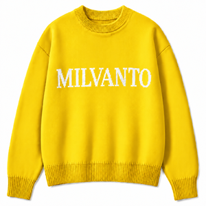 Yellow Hot Selling Custom Logo Men’s Knit Sweater | Premium Crew Neck <b>Long</b> Sleeve Pullover <b>Jumper</b> | Knitted Branding Sweater - Product Image 1