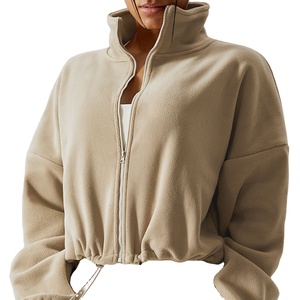 Women's Cotton <b>Cropped</b> Hoodie with Custom Logo <b>Zip</b>-<b>Up</b> Bottom Crop Top for Winter 2025 Front Position Hooded - Product Image 1