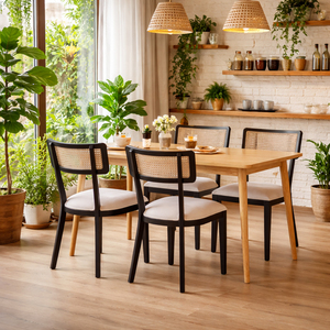 Durable Solid Teak Wood Scandinavian Modern <b>Restaurant</b> Mulyo Dining <b>Set</b> with 4 Chairs Foldable Eco-Friendly Commercial Furniture - Product Image 4