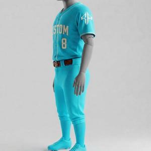 Conjunto de Uniforme de Béisbol de Manga Corta con Cierre de Botones, Logotipo Blanco, Cuello Redondo, Material de Alta Calidad, Corte Regular para Hombre de RIVIAN ATLANTIC - Product Image 5