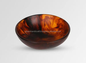 Juego de cuencos para servir de resina amarilla Bohemia personalizada, cartón empaquetado altamente pulido tallado a mano de alta calidad para hotel en casa - Product Image 3