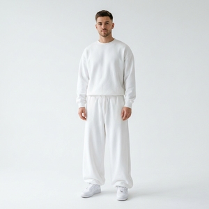 Ensemble de survêtement unisexe 2 pièces coordonné : pull oversize à épaules tombantes et pantalon de jogging ample à jambes larges, uni, personnalisable - Product Image 4