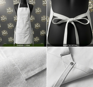 Delantal de Algodón Blanco Tejido de 33x21 Pulgadas, Uniforme Unisex para Camareros de Restaurante y Bar - Product Image 4