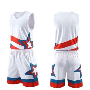 Ensemble de maillot de basket sans manches blanc avec imprimé étoile, évacuation de l'humidité, séchage rapide, coupe classique, vêtements de sport unisexes pour adultes - Product Image 1
