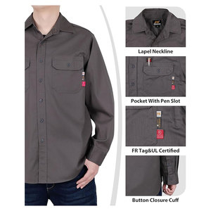 เสื้อเชิ้ตทำงานทนไฟสำหรับงานอุตสาหกรรม ผลิตจากผ้าฝ้าย 100% มาตรฐาน Nfpa 2112 FR สำหรับงานเชื่อมแบบอเมริกัน ขายส่ง - Product Image 4