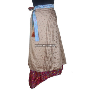 Nueva Falda Cruzada Reversible de Seda Vintage de 38 Pulgadas, Estilo Casual, Larga, Tipo Sari, Ideal para la Playa, para Mujeres de Tallas Grandes - Product Image 4